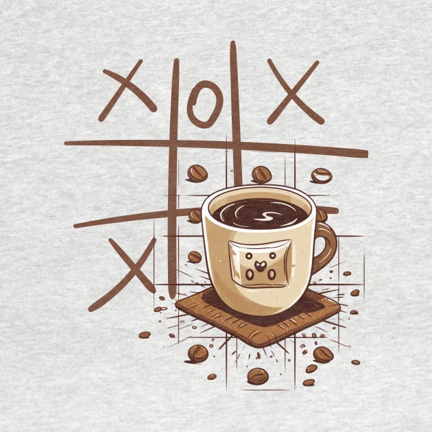 A Cup Of Coffee And Tic-Tac-Toe by Positive Designer